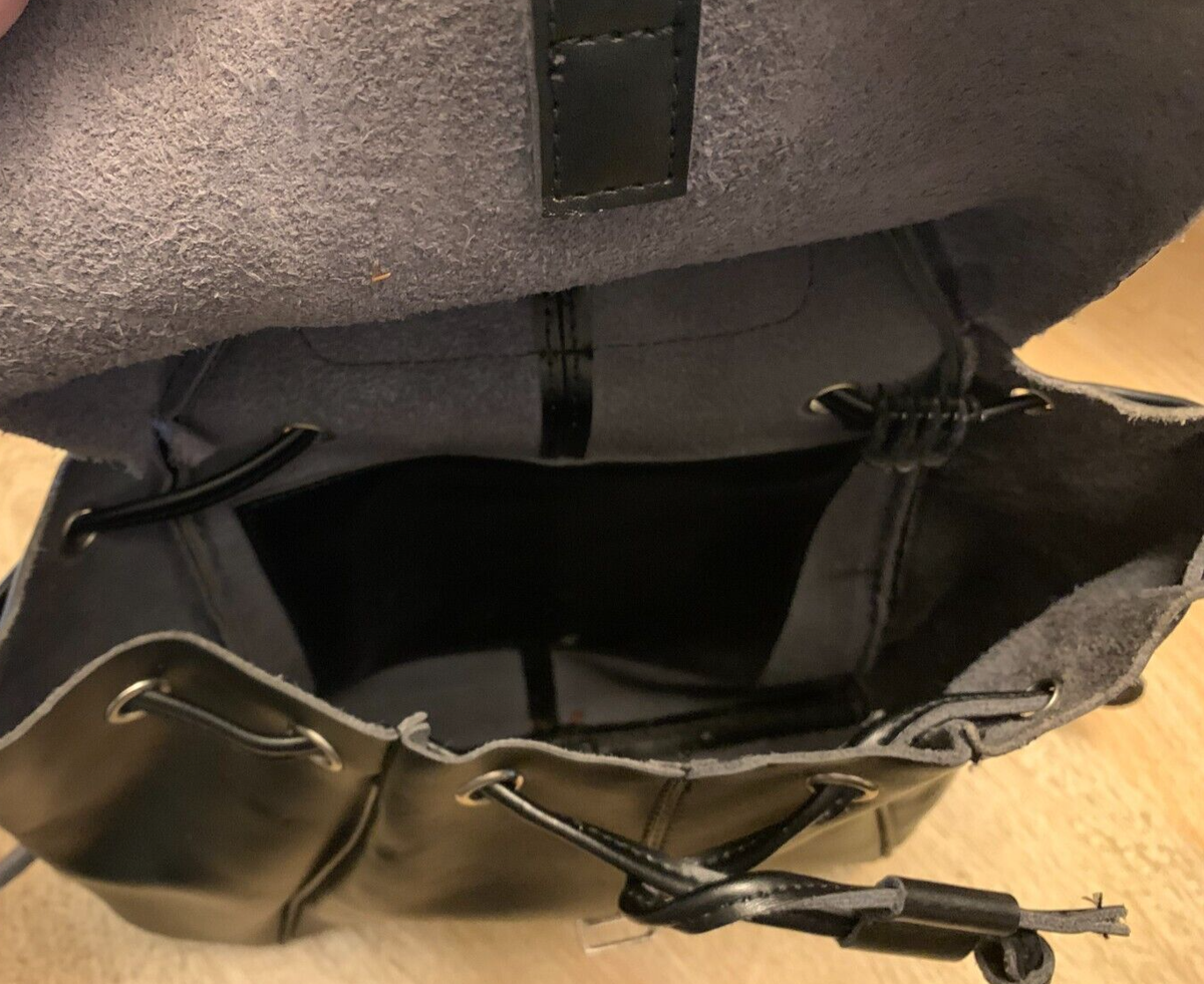 CO-LAB By CHRISTOPHER KON Black Leather Backpack Knapsack 