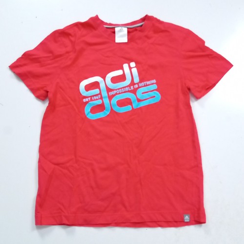 Vintage ADIDAS red spell out logo T Shirt Mens L retro 80s Font Bloke Sport 90s - Picture 2 of 7