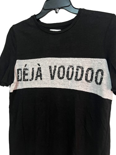 Zoe Karssen Deja Voodoo 100% Linen Black Tee Shirt Top Women’s M - Picture 3 of 8