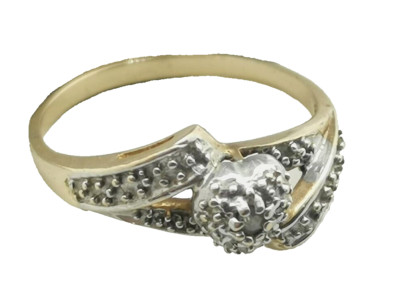 Caspian International Natural Diamond Platinum plated 10K Gold Ring Size 7 (20K)