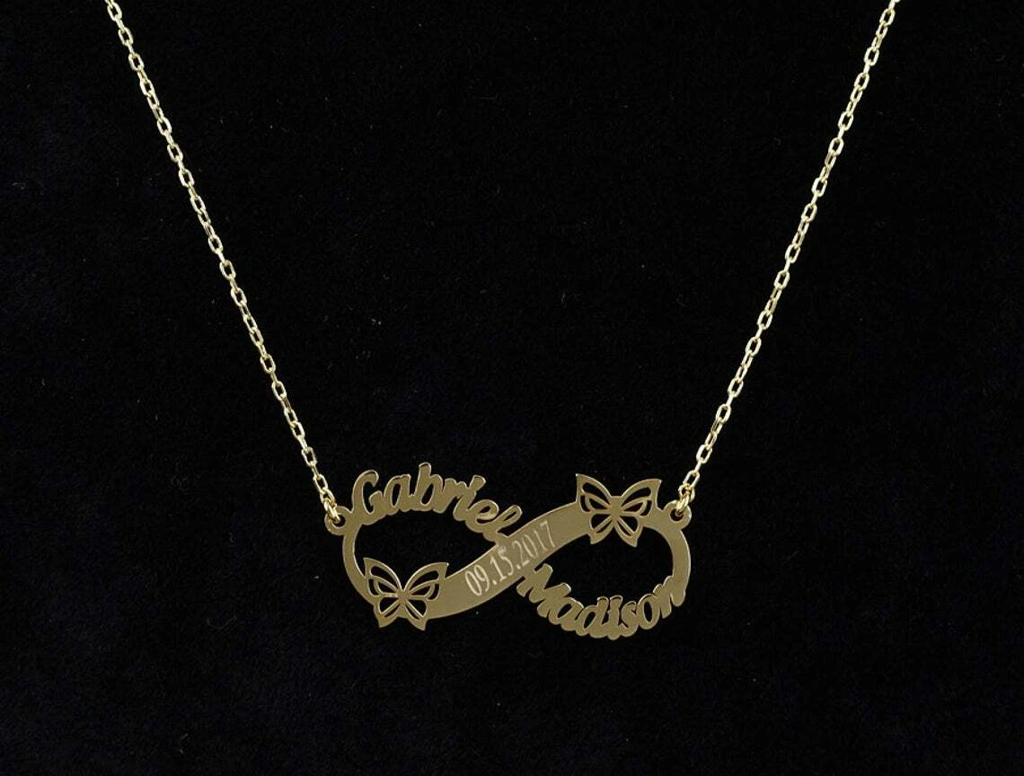 Infinity name on sale necklace sterling silver