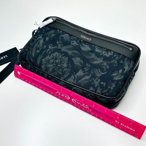 Versace Athena Jacquard Barocco Clutch Bag Trim Leather Detachable Strap NWT$995 - Picture 7 of 14