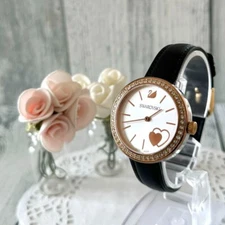 Swarovski Heart Round Watch Used From Japan Check description