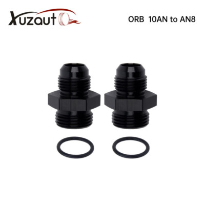 ORB-10 O-ring Boss AN10 10AN to AN8 8AN Male Adapter Fitting Black Pack of 2