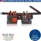 Leather Tool Belt 12-Pocket for Construction & Electrical Work Oil-Tanned