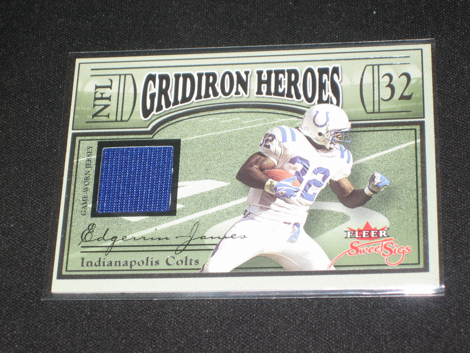 EDGERRIN JAMES COLTS LEGEND AUTHENTIC EVENT GAME USED JERSEY FOOTBALL CARD #/216 view 1
