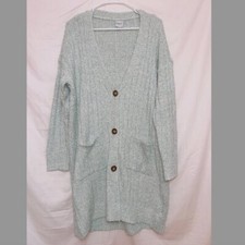 Cozy Casual Blue Long Sleeve Button Front Knit Cardigan Sweater size S/M