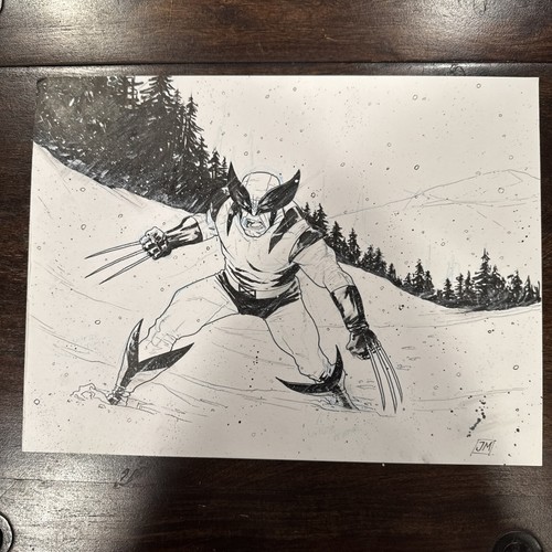 Wolverine (9"x12") Original Art Justin Mason Full Figure Background Inked