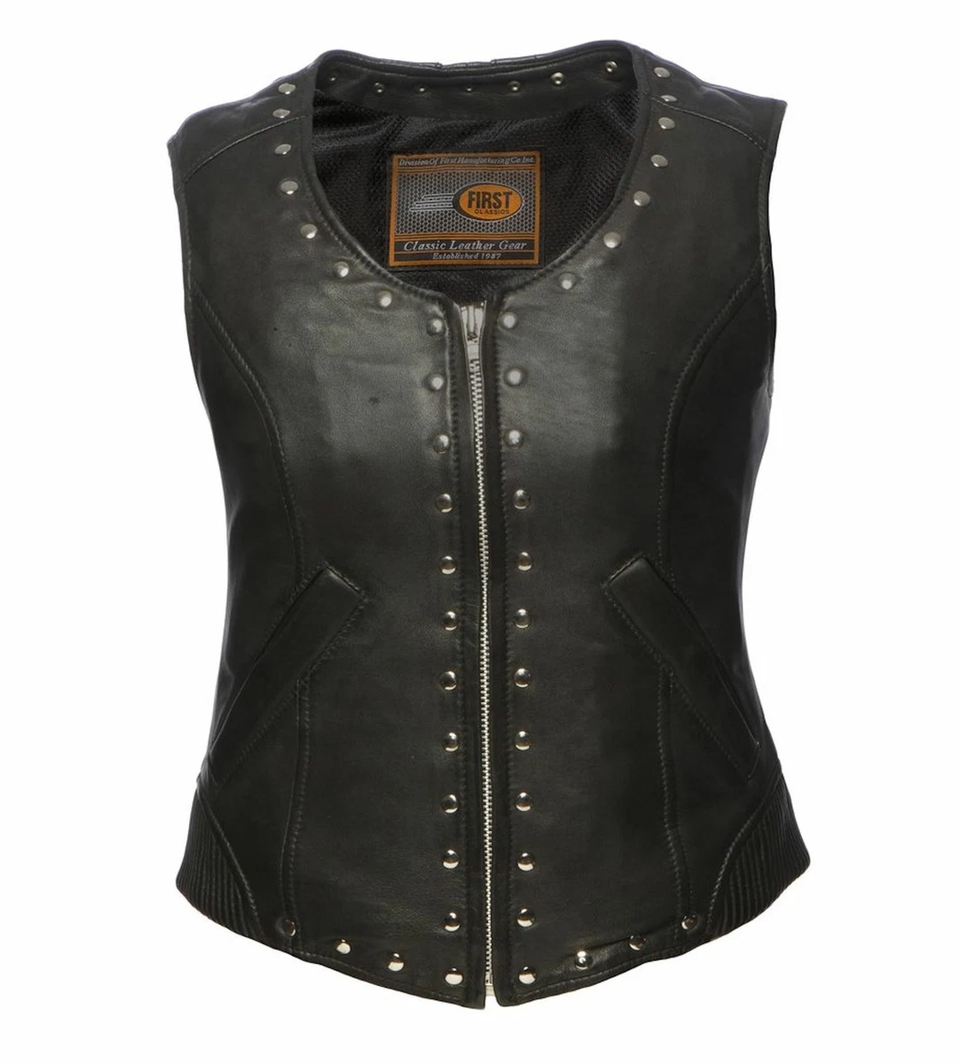First classic leather motorcycle vest cheap