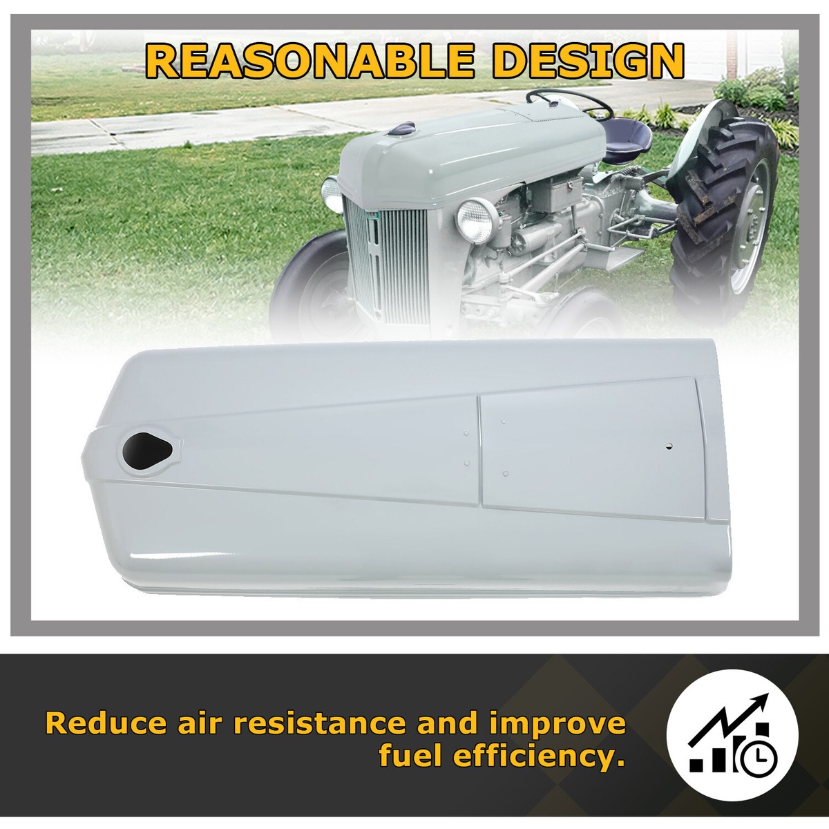 Gray Tractor Hood w/ Battery Door For Ford 2N 9N 8N Replace For