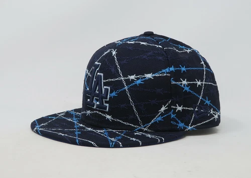 New Era 59Fifty Men Women Hat Los Angeles Dodgers Navy Blue Barbs Cap Size 7 5/8