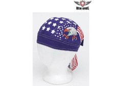 Eagle, Stars and Flag Skull Cap Cotton Head Wrap - USA Biker Chopper Motorcycle
