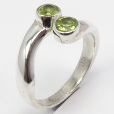 Retail Sales 2 Round Shape Green PERIDOT 925 Silver Ring Sz 6 Bridesmaids Gifts