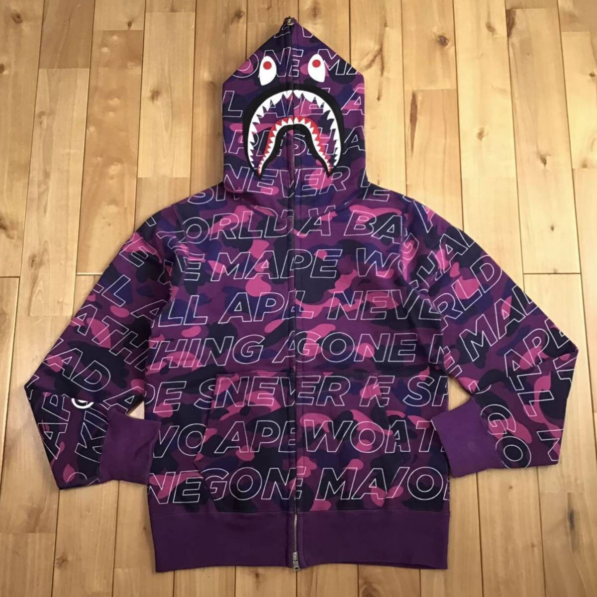 BAPE text color camo shark full zip hoodie purple camo A Bathing BAPE text color camo shark full zip hoodie purple camo A Bathing