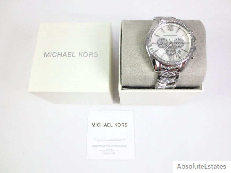 NEW Michael Kors Whitney Crystal Glitz Silver Chronograph NEW Michael Kors Whitney Crystal Glitz Silver Chronograph