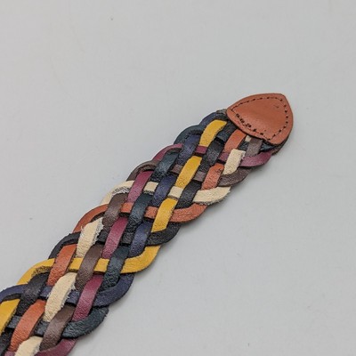 Capezio Multi-Color Rainbow Braided Woven Leather Belt  display picture 3