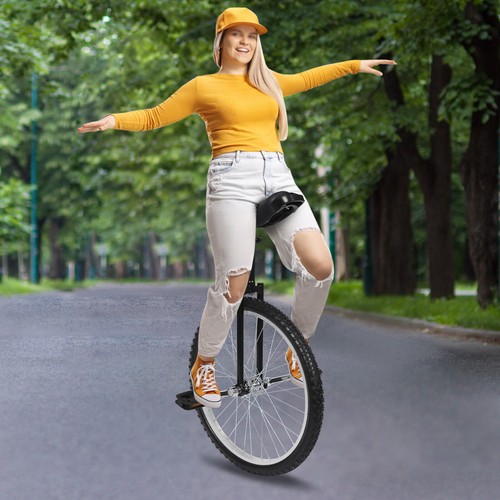 24 In Unicycle Adjustable Height Ride Bike Unisex Adult Steel Frame Bicycle