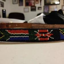 Hand Beaded Leather Belt No Size See Pictures For Details