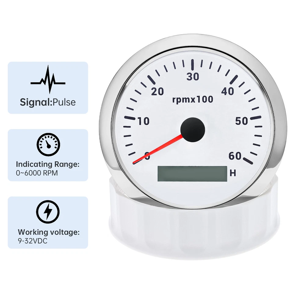 6 Gauge Set 85mm GPS Speedometer 200MPH&Tachometer 6000RPM for Boat Car Truck - Image 4 of 4