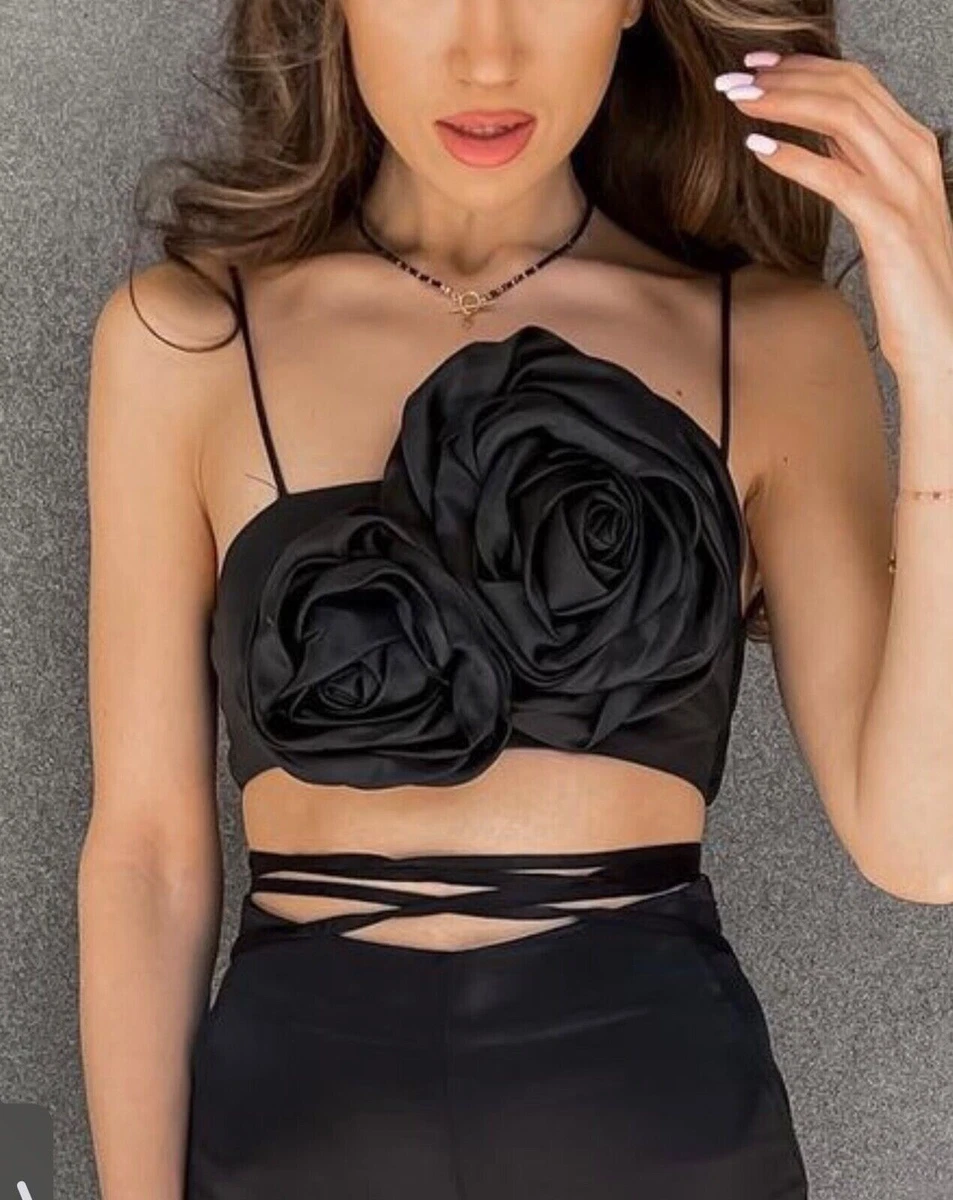 Zara satin cheap crop top