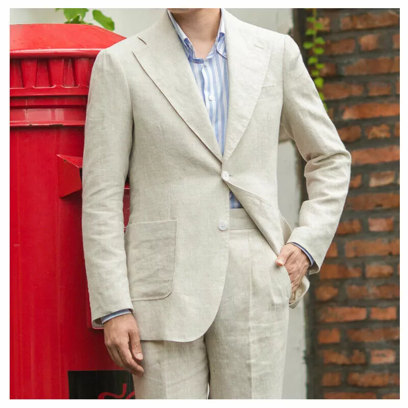 Vintage Men's Retro Naples Suit Coat Linen Jacket Formal Casual Blazer  Customize | eBay