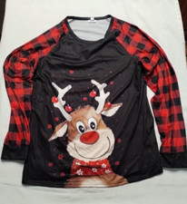 Chicmatchy Men's XL CHRISTMAS PAJAMA TOP SLEEPWEAR Reindeer Graphic Fun XMAS