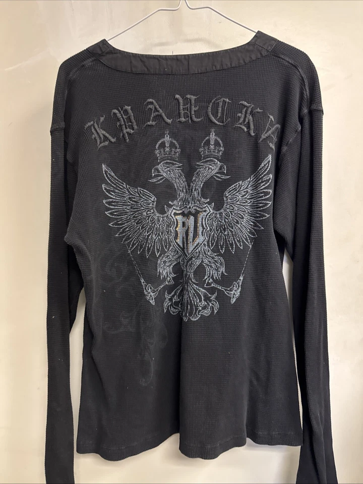 Vtg Royal Underground Y2K Women’s M Thermal Shirt Embroidered L/S Graphic Biker - Изображение 4 из 4