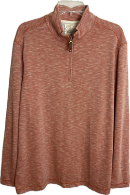 Tasso Elba Performance Men's Marl Pink Sweatshirt Quarter Zip Size L