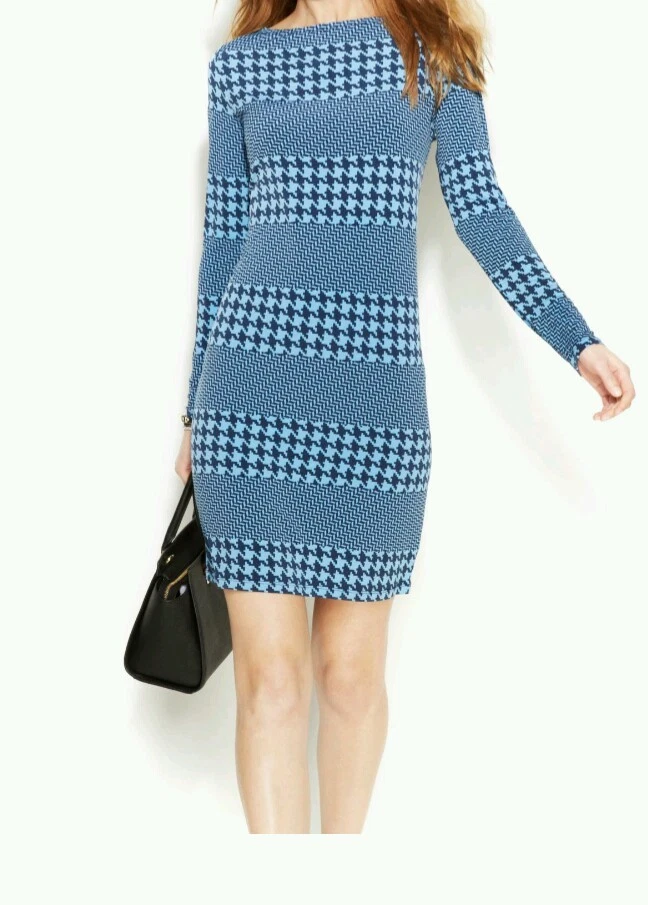 NUOVO! Abito MICHAEL Michael Kors Petite a righe con pied de poule PL