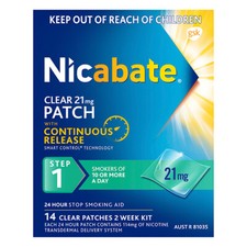 Nicabate Clear Patch Quit Smoking Step 1 21mg 14 Patches - Stop Smoking Aid 24h
