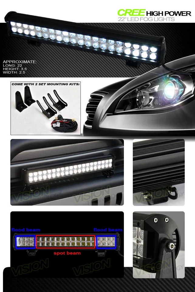 Barra de luz de trabalho LED CREE 120W ponto inundação lâmpada de neblina off-road para SUV van caminhão V16 - Imagem 2 de 2