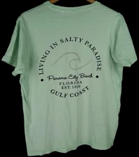 PANAMA CITY BEACH TEE SHIRT LIVING IN SALTY PARADISE MINT GREEN ALVINS ISLAND S