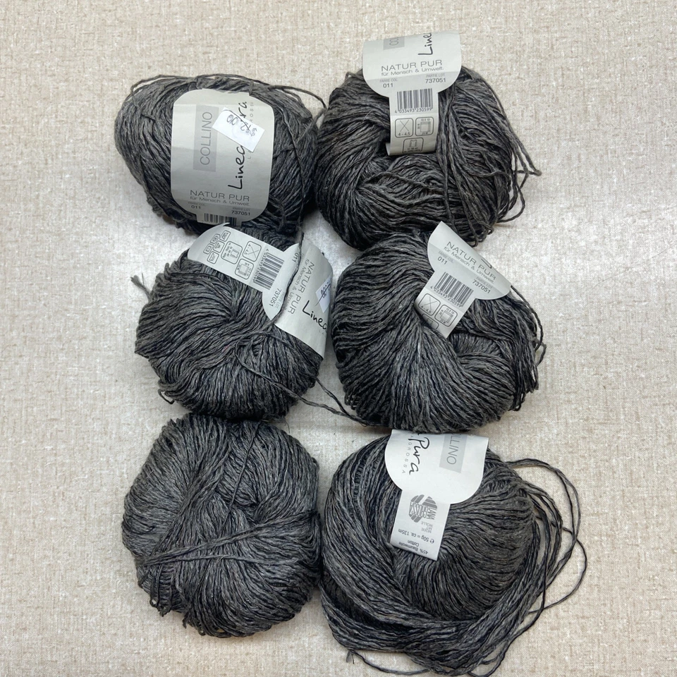 6er Set 50 g Collino Linea Pura grau Garn Farbe 011 Posten 737051