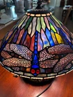 Vintage Tiffany Style  Dragonfly  Stained Glass Table Lamp With Base