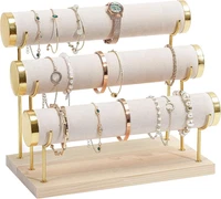 3 Etagen T-Form Armbandhalter, Abnehmbare Armband Halterung Schmuckhalter, Samt