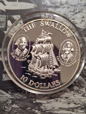 Solomon Islands 1994 the SWALLOW Clipper 10$captain CARTERET&king GEORGE SILVER