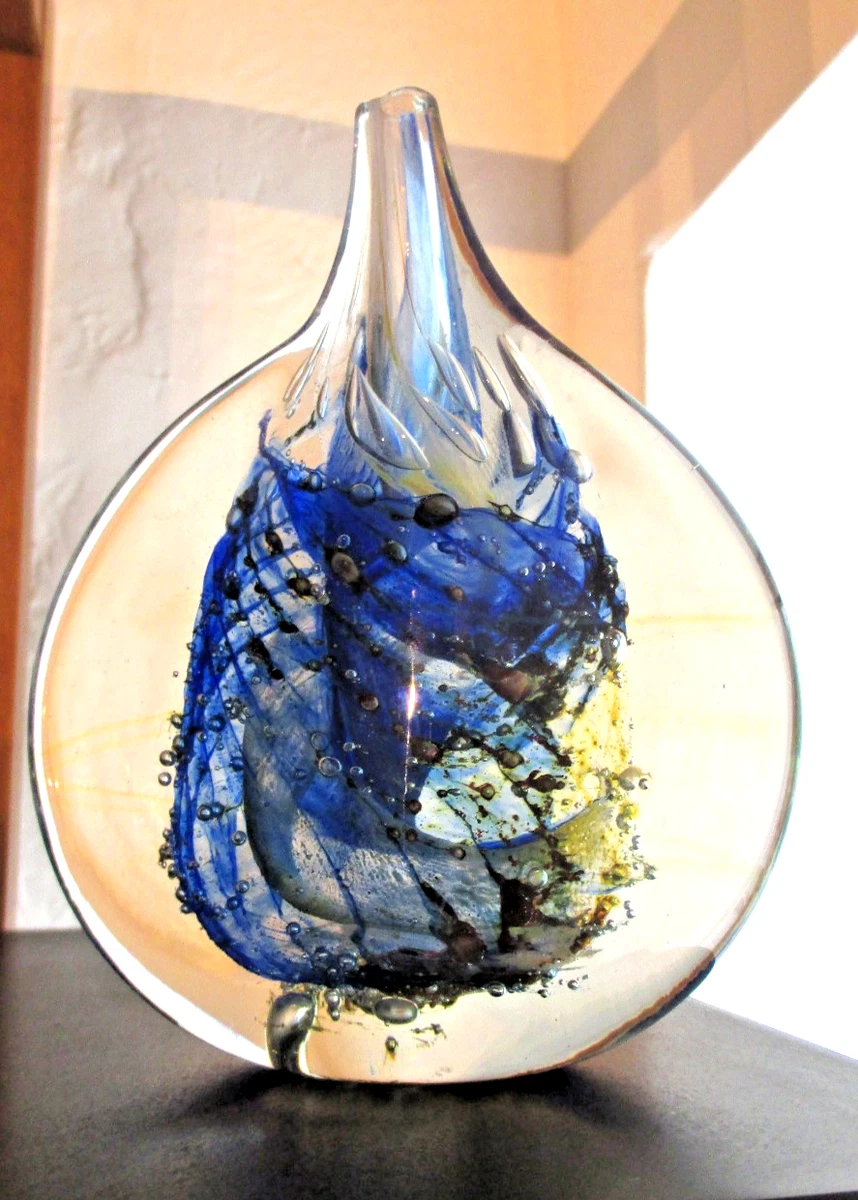 Isle of Wight Studio United Kingdom Blue Art Glass Vases for sale