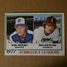 Topps 1978 Nolan Ryan Phil Niekro #206 Angels Braves Strikeout Leaders Card