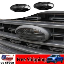 9.5inch Ford F-150 Accessory Black FRONT GRILLE Tailgate US Flag Emblem Badge X2