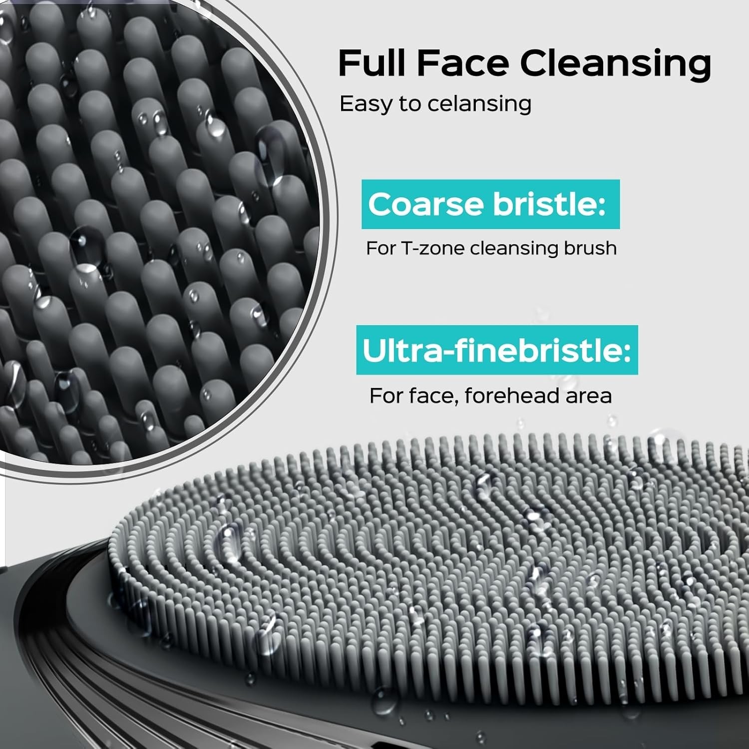 Facial Cleansing Brush Face Scrubber : Portable Silicone Waterproof Rechargeable