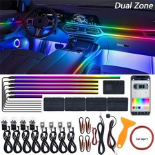 12V Car Interior Ambient Lighting Kit with RGB Color Strips and Bluetooth App