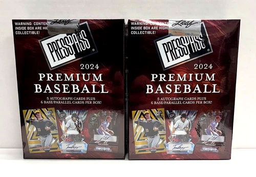 2024 Press Pass Premium Baseball Factory Sealed Hobby Box 5 Autos Lot of 2