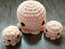 Set of 3 Crochet Handmade Amigurumi Octos 1 Mommy and 2 Babies
