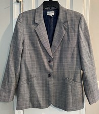 Pendleton 2-Button Virgin Wool Blazer XL Grey Plaid Jacket Career Preppy