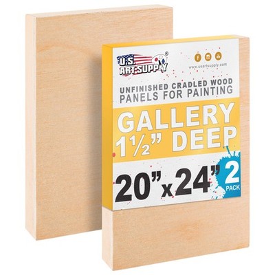 20'' x 24'' Gallery 1-1/2'' Profile Depth Artist Wood Pouring Panel Boards 2-Pack