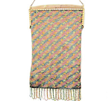 Antique Vintage Micro Beaded Purse Pastel Colours - SELLER PAYS US TARIFFS
