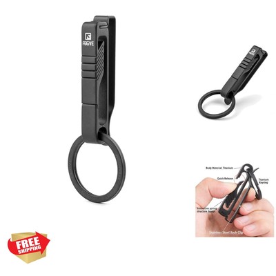 Sleek Titanium Belt Key Clip with Quick Release - Lightweight & Durable