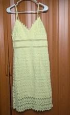 Charlotte Russe Spaghetti Strap V-neck Lace Maxi Yellow Dress Large Nwt 