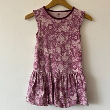 Tea Purple Floral Dress Girls Size 8 Dropped Waist Cap Sleeve Dress