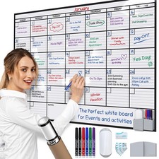 Large 36x48 Dry Erase Wall Calendar Whiteboard - Undated, Reusable, Extra-Large
